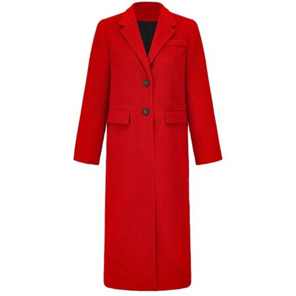 Women's Winter Wool Coat Single-Breasted Pea Coat Casual Long Lapel Work - Picture 3 of 9